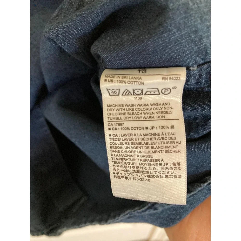 Banana Republic Mens Slim Fit Denim Shirt Indigo Blue Cotton XL RN 54023